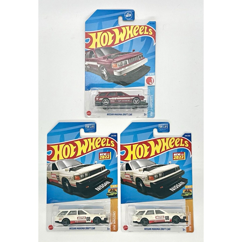 Hot Wheels Nissan Maxima Drift Car Lot of 3 HW Wagons J-Imports 1:64 White Red